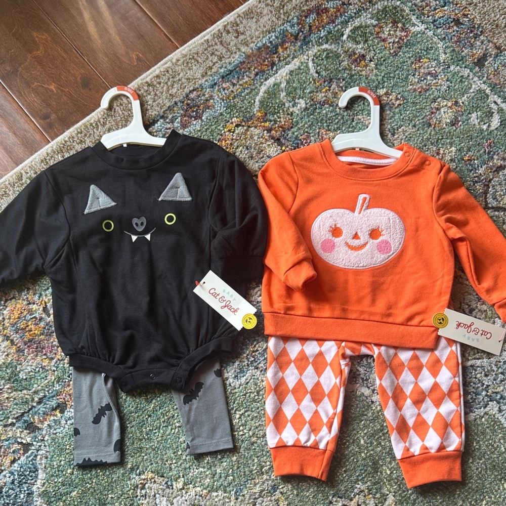 CAT & JACK BABY BUNDLE OF 2 NWT HALLOWEEN OUTFITS…SZ 6-9 MOS…SO CUTE!!!